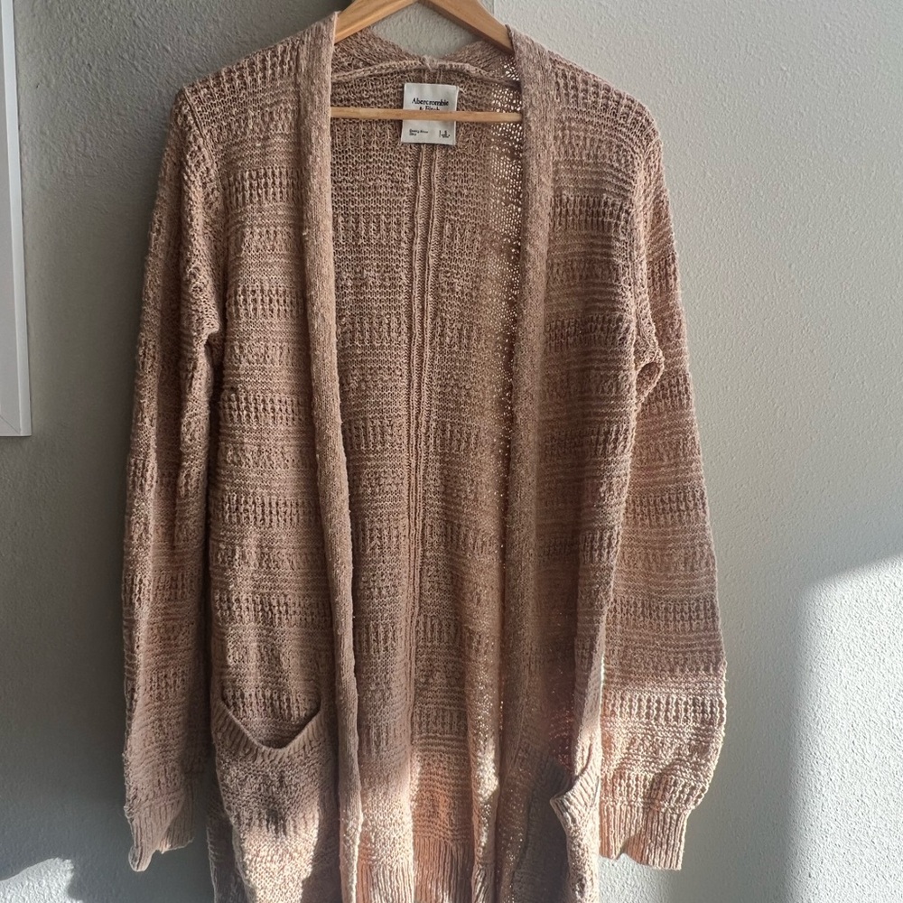 Abercrombie and Fitch tan open cardigan